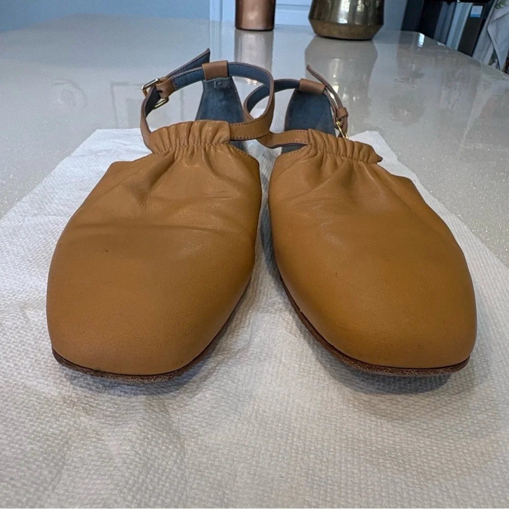 Act Series A.012 23 Tan Leather Slingback Flats Handcrafted in Mallorca, Spain